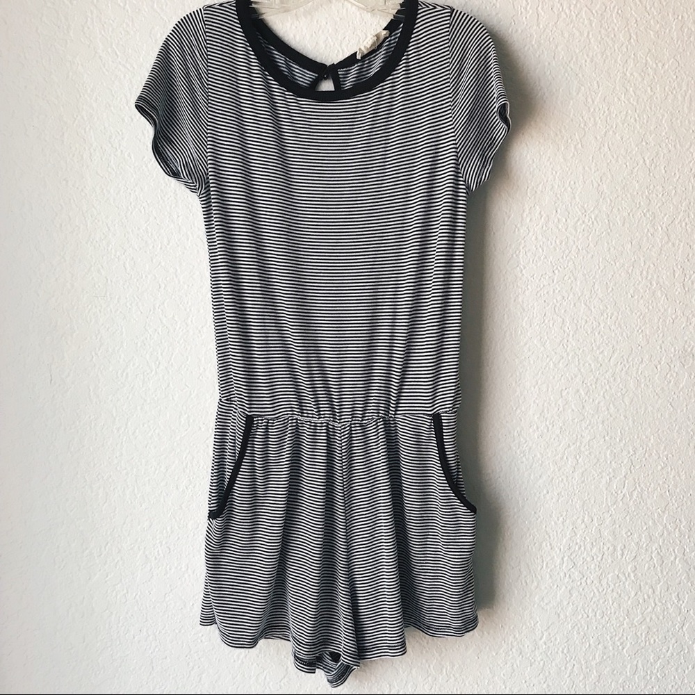 black and white striped romper